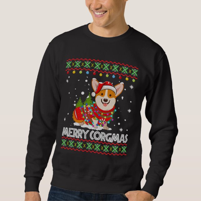 Corgi Dog Merry Corgmas Santa Sweatshirt (Vorderseite)