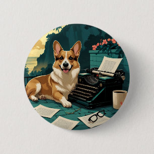 Corgi Dog mit glänzendem Fell und einem Gentleman Button