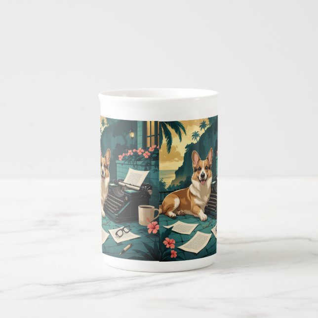 Corgi Dog mit glänzendem Fell und einem Gentleman  Prozellantasse (Vorderseite)