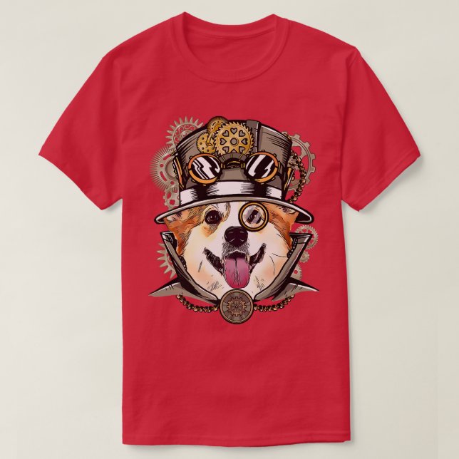 Corgi Dog Mittelalterlicher Viktorianischer Gotisc T-Shirt (Design vorne)