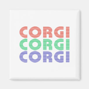Corgi Dog Moderner farbiger Text Magnet