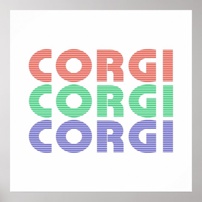 Corgi Dog Moderner farbiger Text Poster (Vorne)