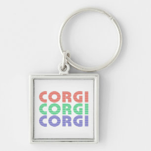 Corgi Dog Moderner farbiger Text Schlüsselanhänger