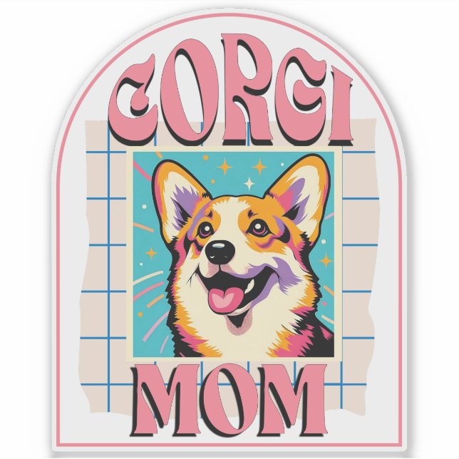Corgi Dog Mom Pop Art Aufkleber (Vorderseite)