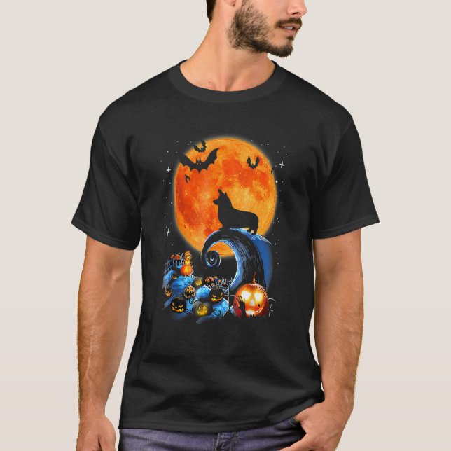 Corgi Dog Moon Pumpkin Halloween Kostüm 2 T-Shirt (Vorderseite)