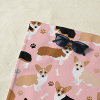 Corgi Dog Paws and Bones Beach Handtuch