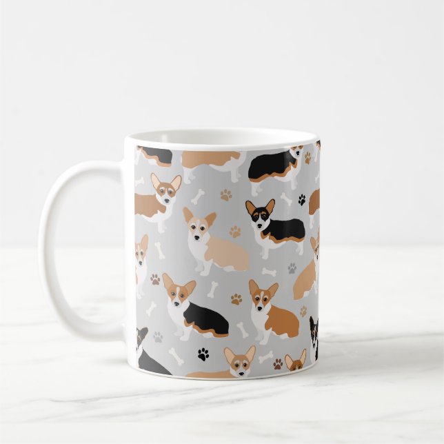 Corgi Dog Paws and Bones Coffee Tasse (Links)