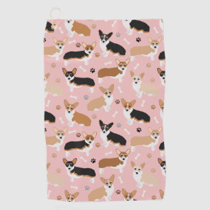 Corgi Dog Paws and Bones Golf Handtuch