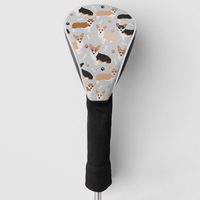 Corgi Dog Paws and Bones Golf Head Cover Headcover (Vorderseite)