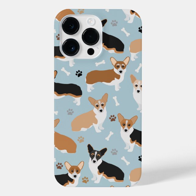 Corgi Dog Paws and Bones iPhone 14 Pro Max Fall Hülle (Rückseite)