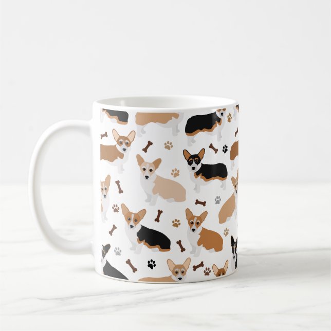 Corgi Dog Paws and Bones Kaffeetasse (Links)