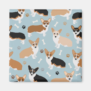 Corgi Dog Paws and Bones Magnet