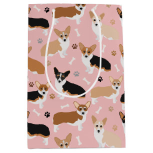 Corgi Dog Paws and Bones Medium Gift Bag Mittlere Geschenktüte