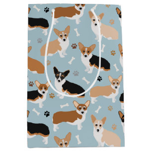 Corgi Dog Paws and Bones Mittlere Geschenktüte