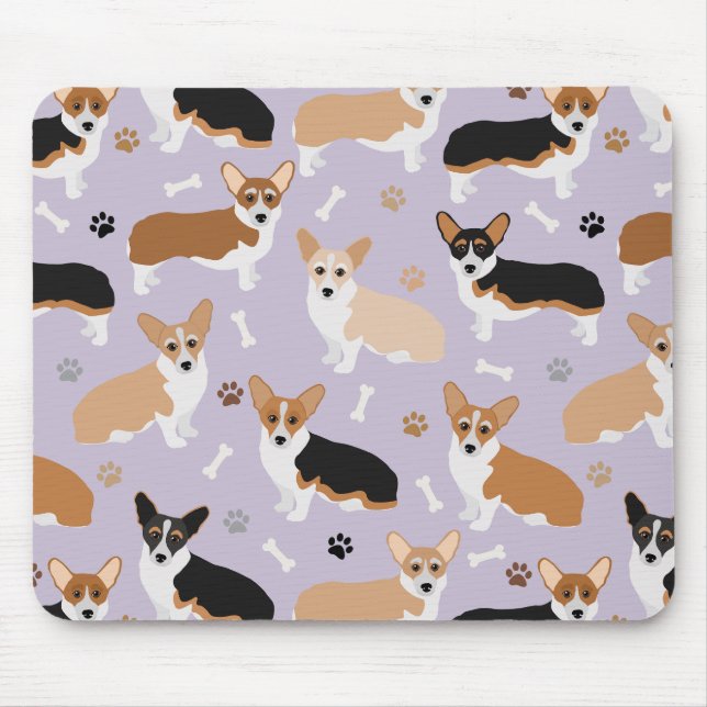 Corgi Dog Paws and Bones Mouse Pad Mousepad (Vorne)