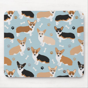 Corgi Dog Paws and Bones Mousepad