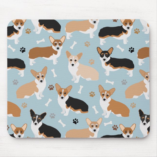 Corgi Dog Paws and Bones Mousepad (Vorne)