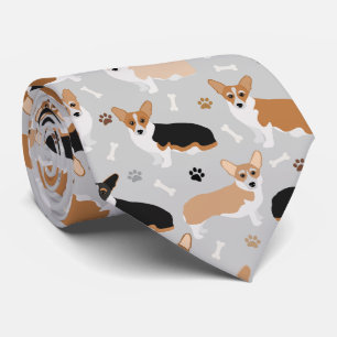 Corgi Dog Paws and Bones Neck Tie Krawatte