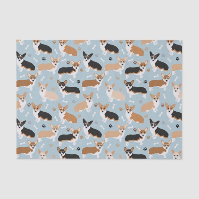 Corgi Dog Paws and Bones Seidenpapier (Vorderseite)