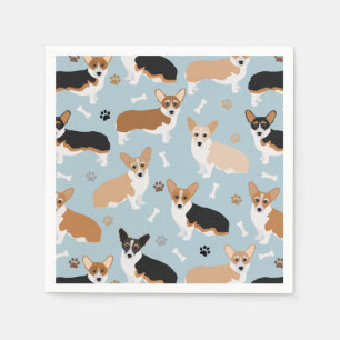 Corgi Dog Paws and Bones Serviette