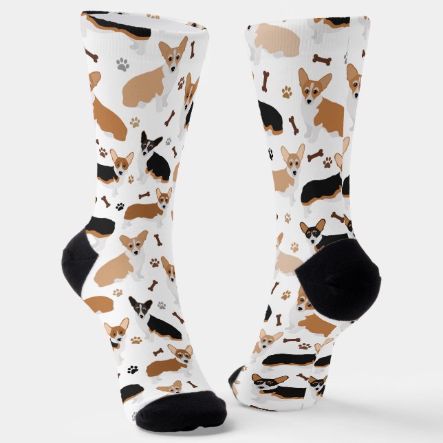 Corgi Dog Paws and Bones Socken (Gewinkelt)