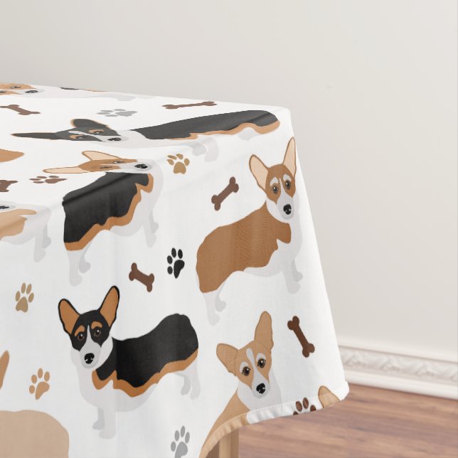 Corgi Dog Paws and Bones Tableclout Tischdecke (Beispiel)