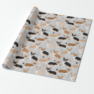 Corgi Dog Pfoten und Knochen Wrapping Paper Geschenkpapier