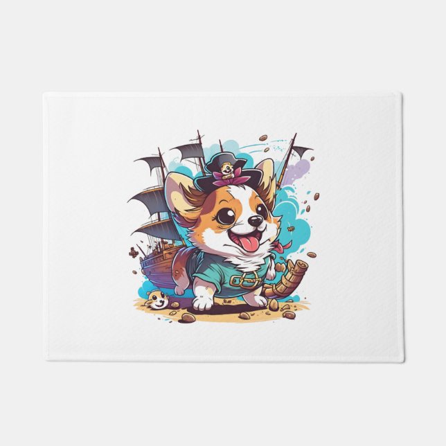 Corgi Dog Pirate Fußmatte (Vorderseite)