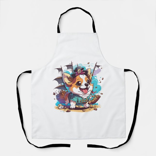 Corgi Dog Pirate Schürze (Vorderseite)