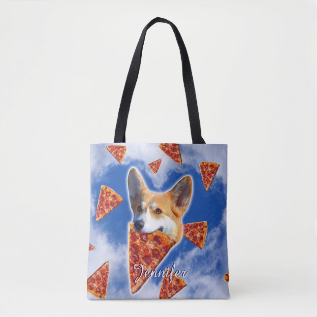 Corgi Dog Pizza essen (Vorderseite)