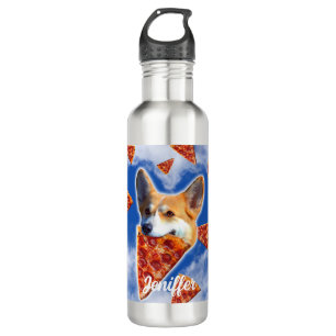 Corgi Dog Pizza essen Edelstahlflasche
