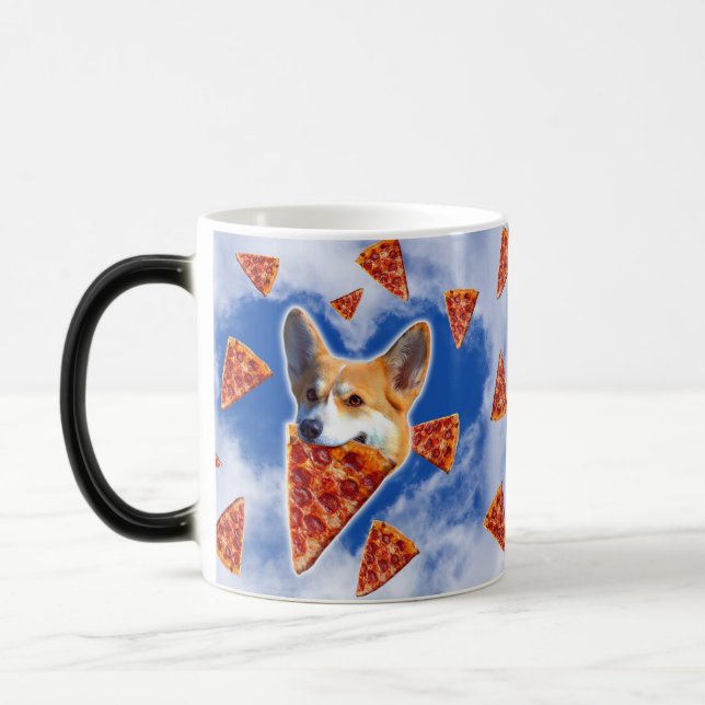 Corgi Dog Pizza essen Verwandlungstasse (Links)