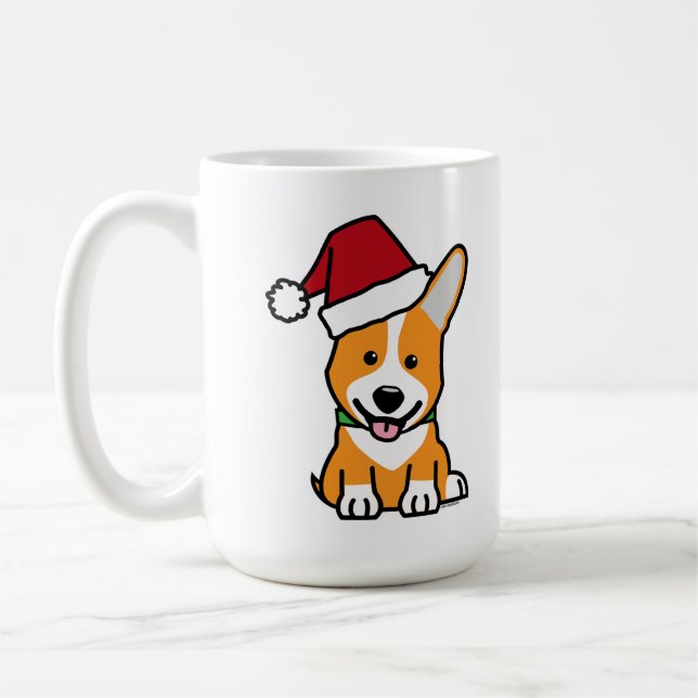 Corgi dog puppy Pembroke Welsh Christmas Santa hat Kaffeetasse (Links)