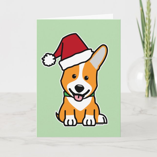 Corgi dog puppy Pembroke Welsh Christmas Santa hat Karte (Vorderseite)