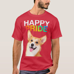 Corgi Dog Puppy Pup Gay Pride Lgbtq Rainbow Que T-Shirt