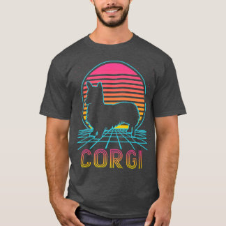 Corgi Dog Retro Vintag 80er Vaporwave Puppy Lover T-Shirt