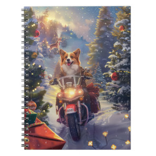 Corgi Dog Riding Motorrad Weihnachten Notizblock