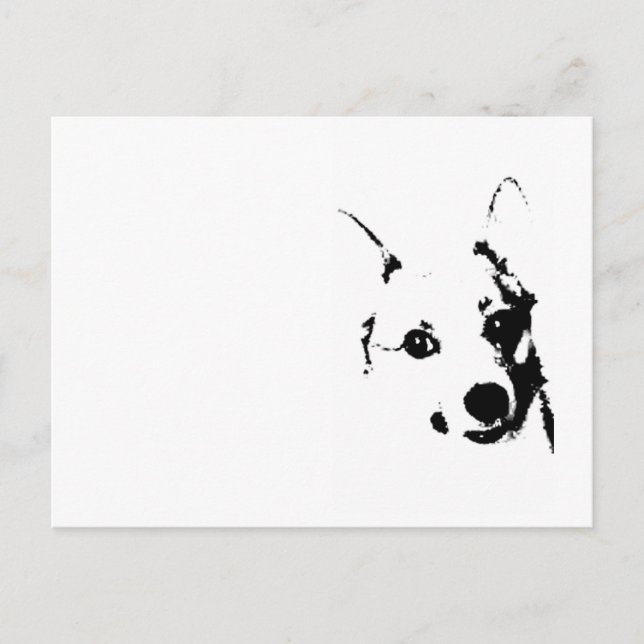 Corgi Dog Schwarz-Weiß-Tintenzeichnung Postkarte (Vorderseite)