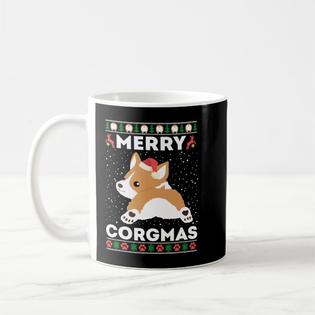 Corgi Dog Ugly Christmas Sweater Style Merry Corgm Kaffeetasse (Links)