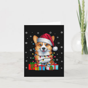 Corgi Dog Ugly Xmas Lights Weihnachtsmannmütze Cor Karte