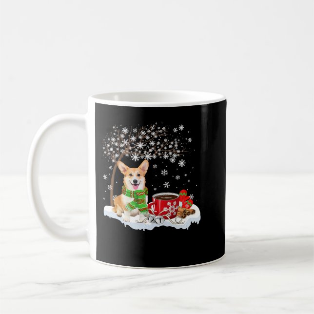 Corgi Dog Under Snow Tree Nice Dog Weihnachtsgebäc Kaffeetasse (Links)