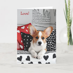 Corgi dog Valentine Card Dankeskarte