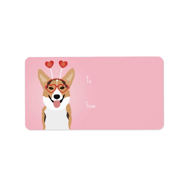 Corgi Dog Valentinstag Adressaufkleber (Vorne)