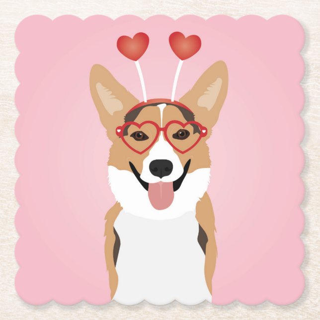 Corgi Dog Valentinstag Untersetzer (Vorderseite)