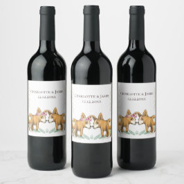 Corgi Dog Wedding Personalisiert Weinetikett