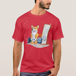 Corgi Dog Weightlift Fitness Gym T-Shirt