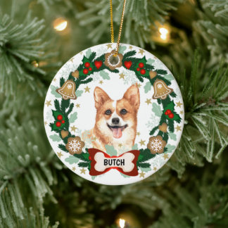 Corgi Dog Weihnachten Niedlicher Hund Cookie Wreat Keramik Ornament