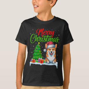 Corgi Dog Weihnachtsbaum Lichter Funny Xmas Corgi  T-Shirt