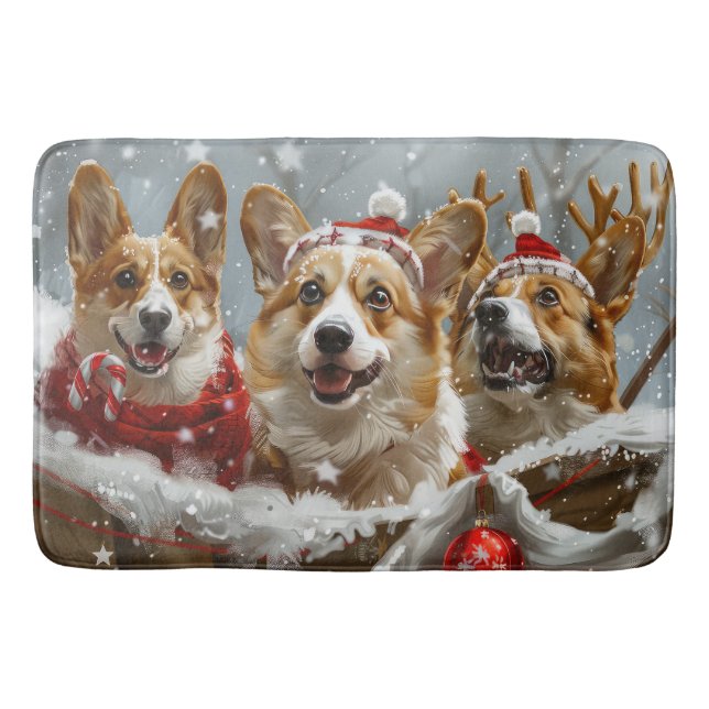 Corgi Dog Weihnachtsfest Badematte (Vorderseite)