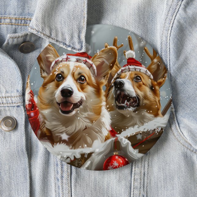 Corgi Dog Weihnachtsfest Button (Beispiel)